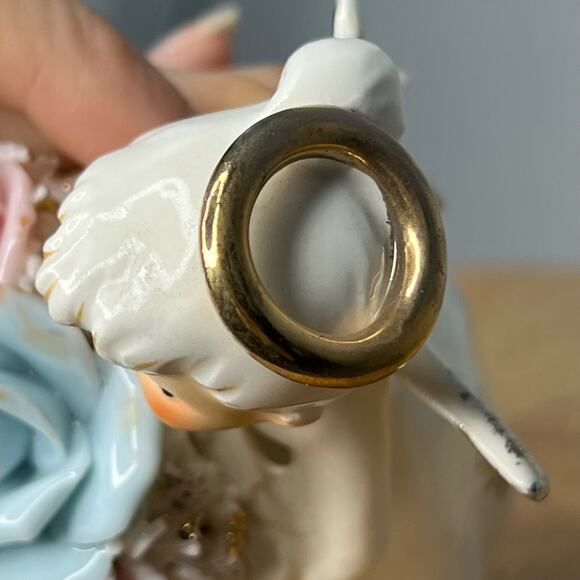 Vintage Geo Z Lefton June Birthday Angel Figurine Rose Pearl #489 JAPAN READ - Picture 7 of 12